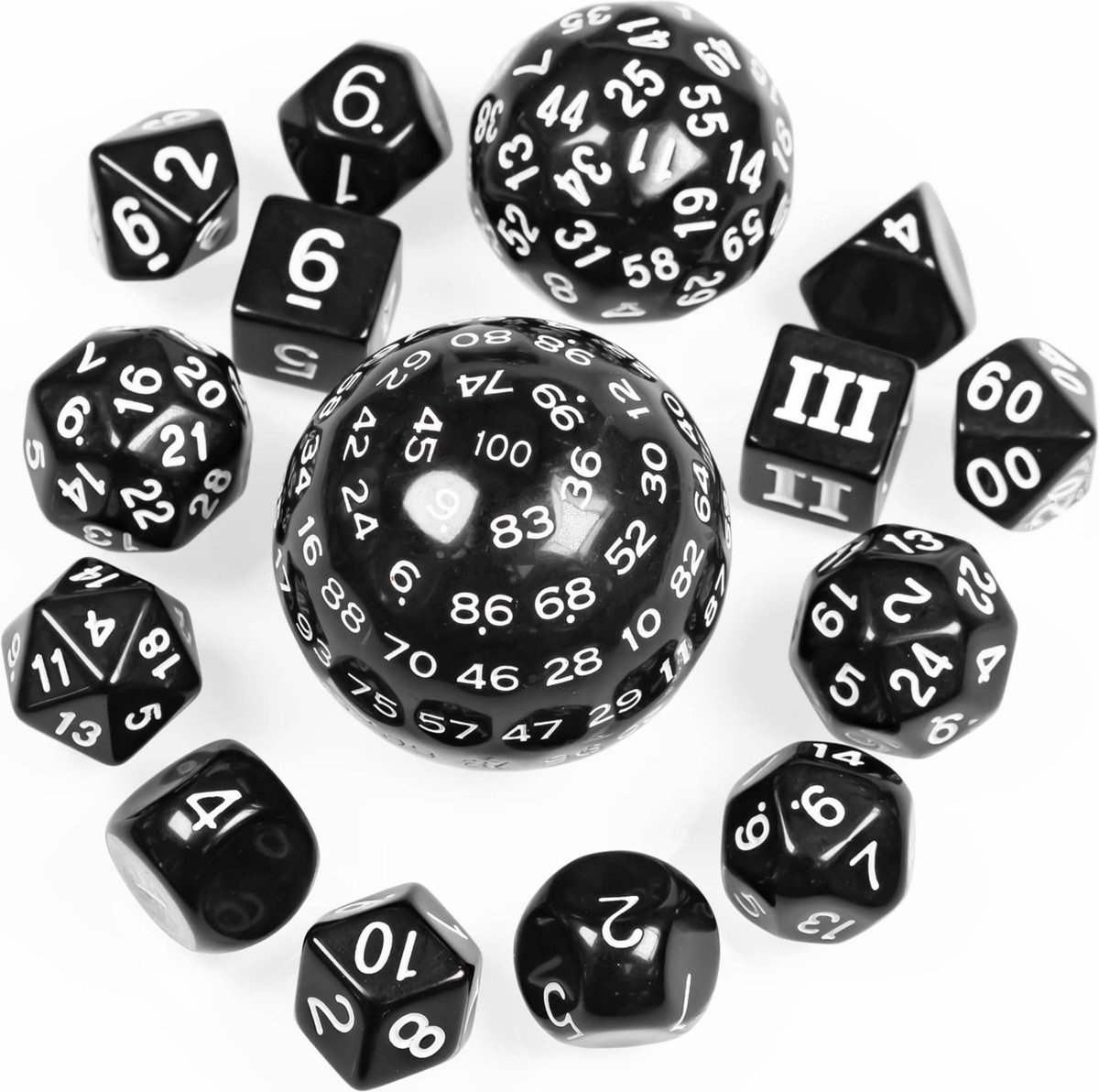 Genvi 15-delige Dobbelstenen Set | Wit | Dice set voor D&D | Unieke dice set